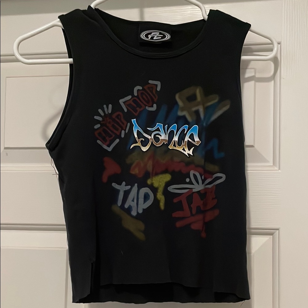 Black Graphic Crop Top